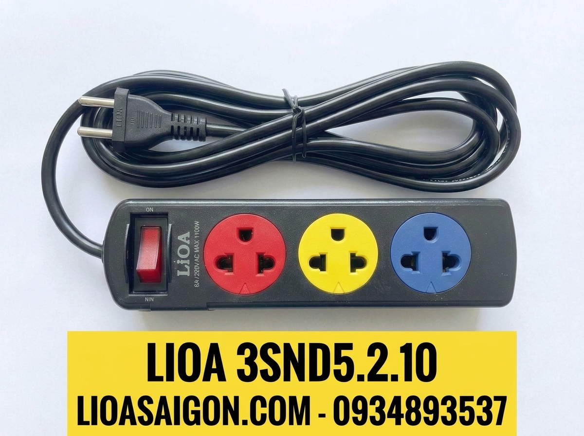 Ổ Cắm LiOA 3SND5.2.10 - 3 Lỗi Cắm Dây Dài 5m